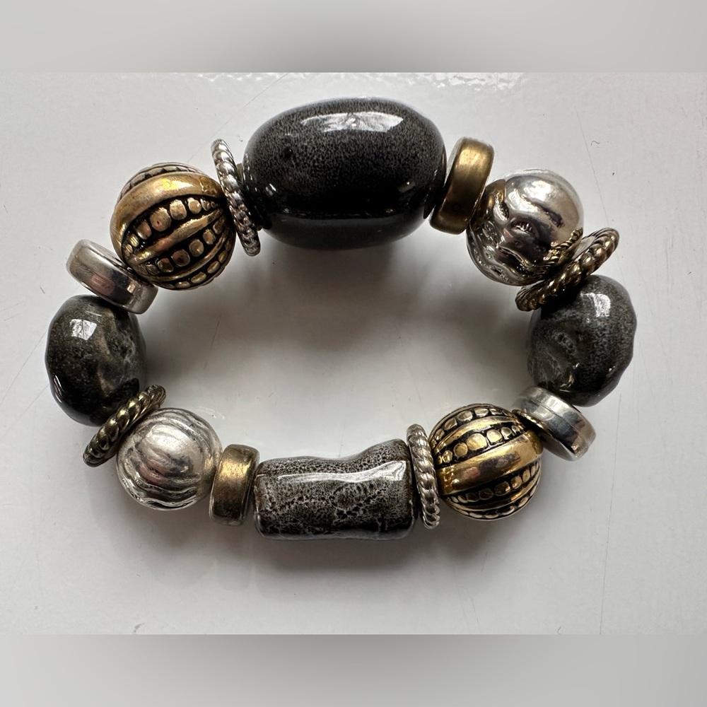 ✨Natural Stone Look Large Beaded Stretch Bracelet
